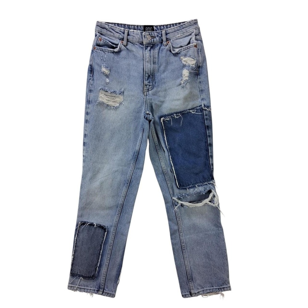 BDG Urban Outfitters Slim Straight Distressed Patchwork Jeans Blue Women Size 27